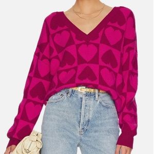 Beach Riot Pink and Purple Heart Sweater